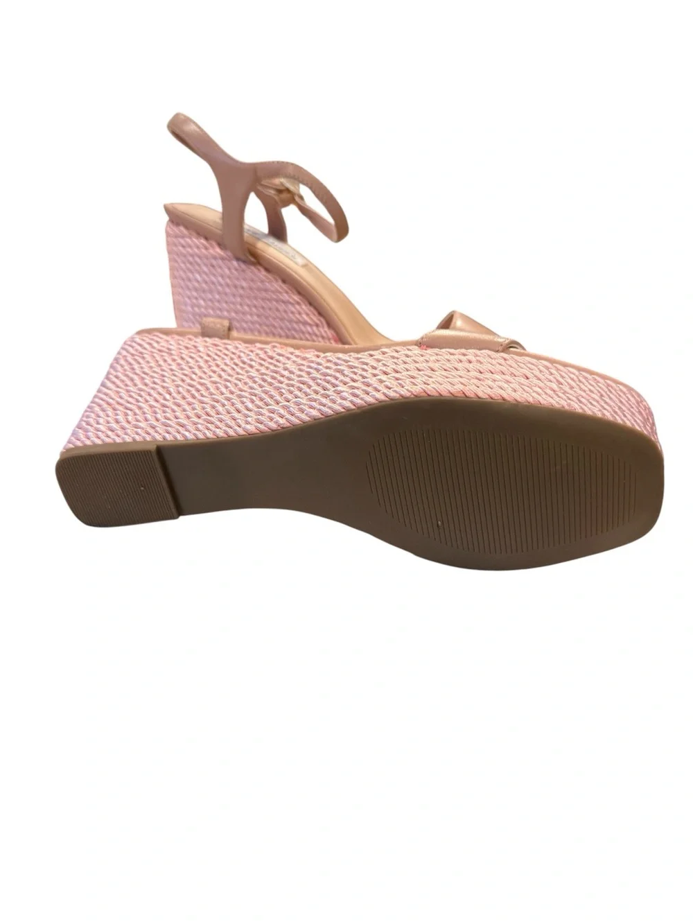 Steve Madden Tory Twist Wedge Sandals Rope Platform Ankle Strap Pink 8.5 NEW